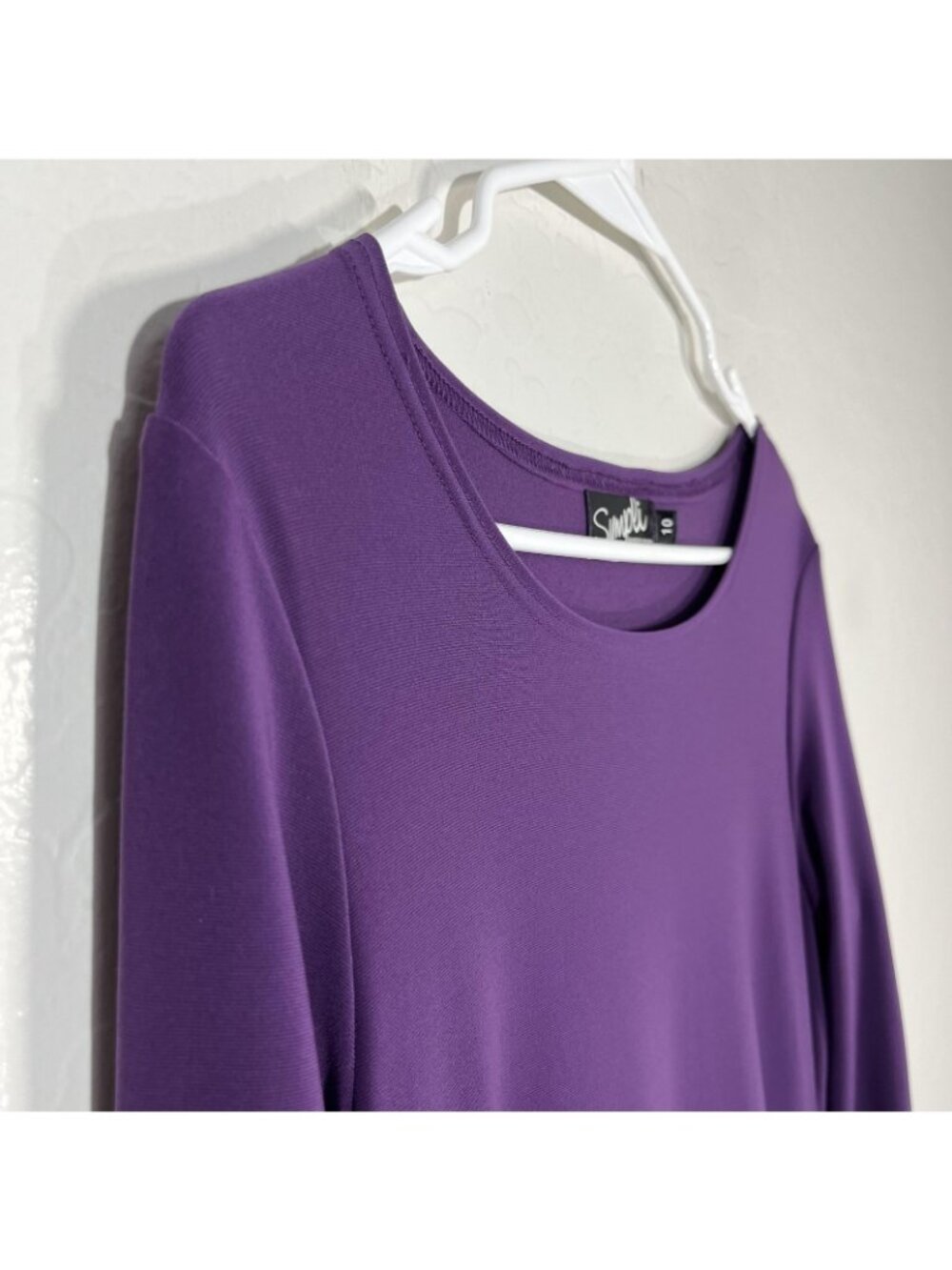 Sympli Blouse Womens 10 Purple Scoop Neck 3/4 Sleeve Asymmetrical Tunic Top - Picture 2 of 7